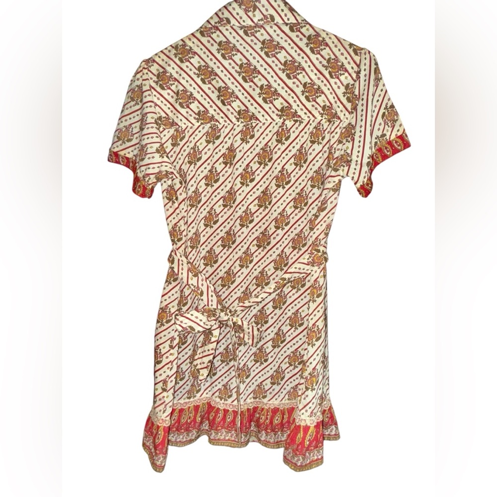 Angie Boho Floral and Paisley Tunic Tie Top, Size Large - Picture 2 of 3